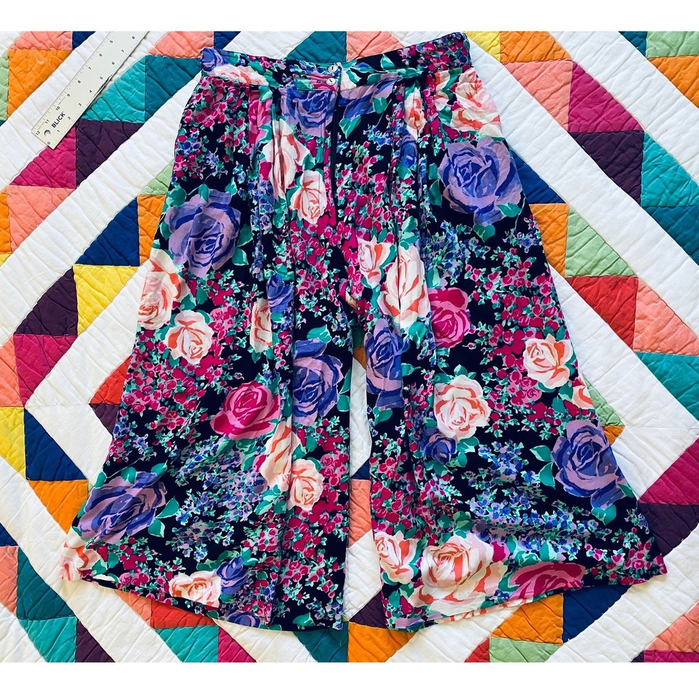 Vintage Floral Wide Leg Palazzo Pants